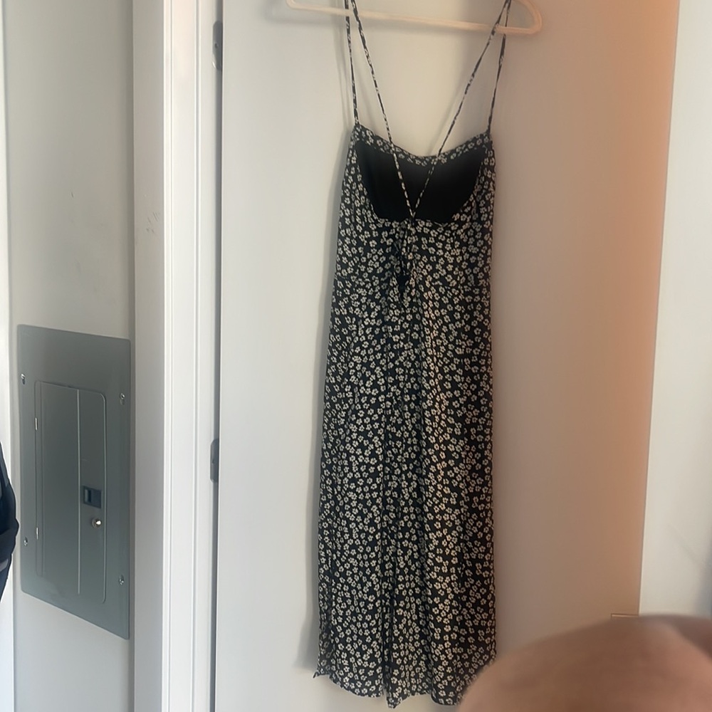 Black Floral Slip Dress with Spaghetti Straps - Picture 4 of 8